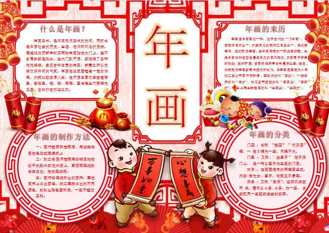 年畫新年春節(jié)電子小報手抄報word模板