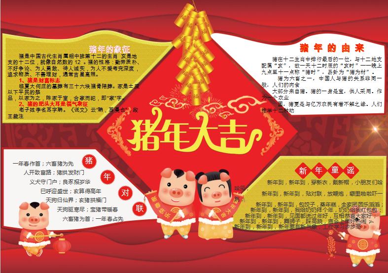 金紅大氣風(fēng)格新年手抄報Word模板