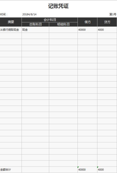 公司記賬憑證excel模板
