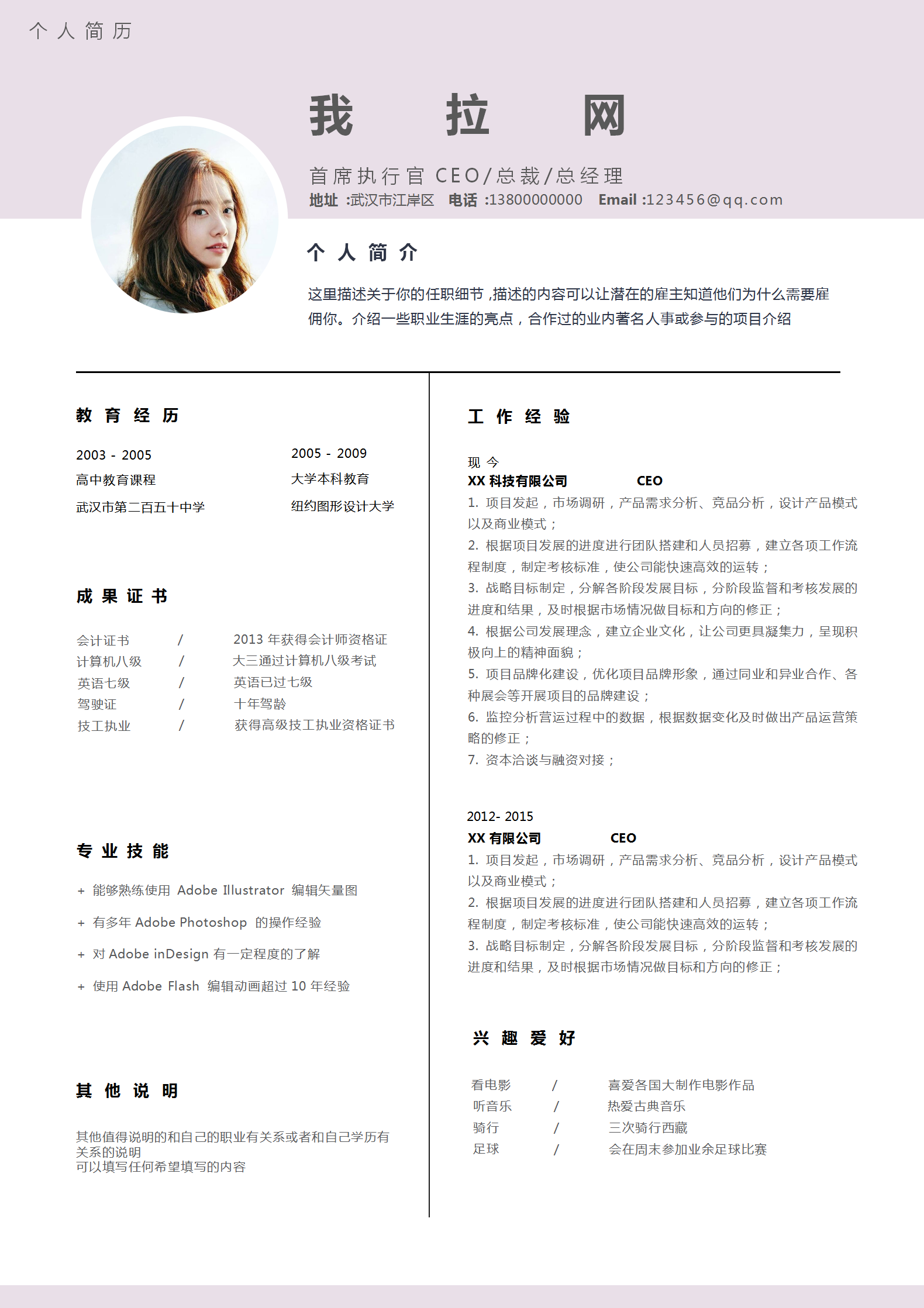CEO總裁首席執行官總經理簡歷