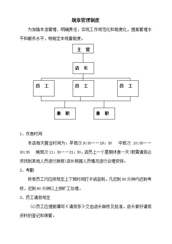 奶茶店管理制度及職責概述word模板