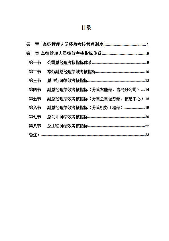 某公司高級管理人員考核績效體系概述word模板