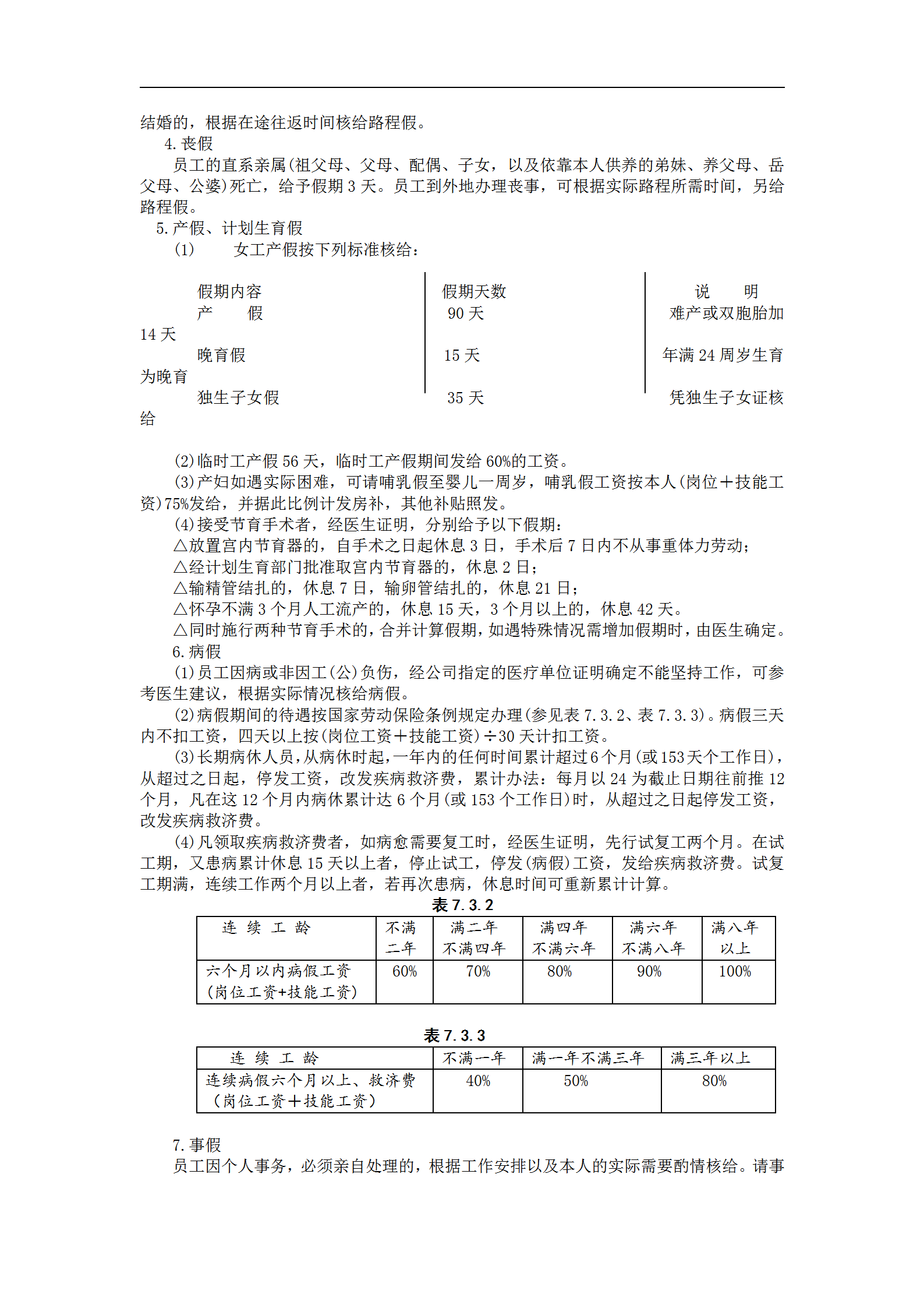 員工考勤與休假的規定word模板-1