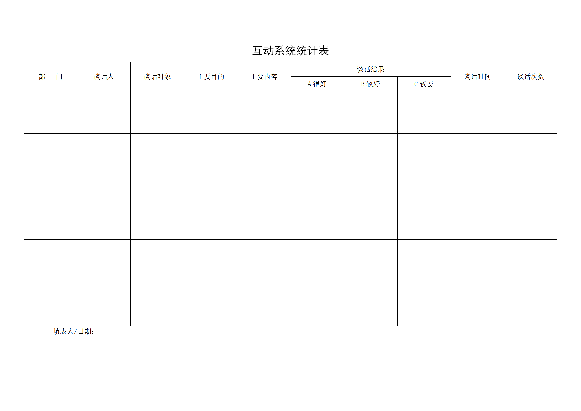 互動系統統計報表word模板