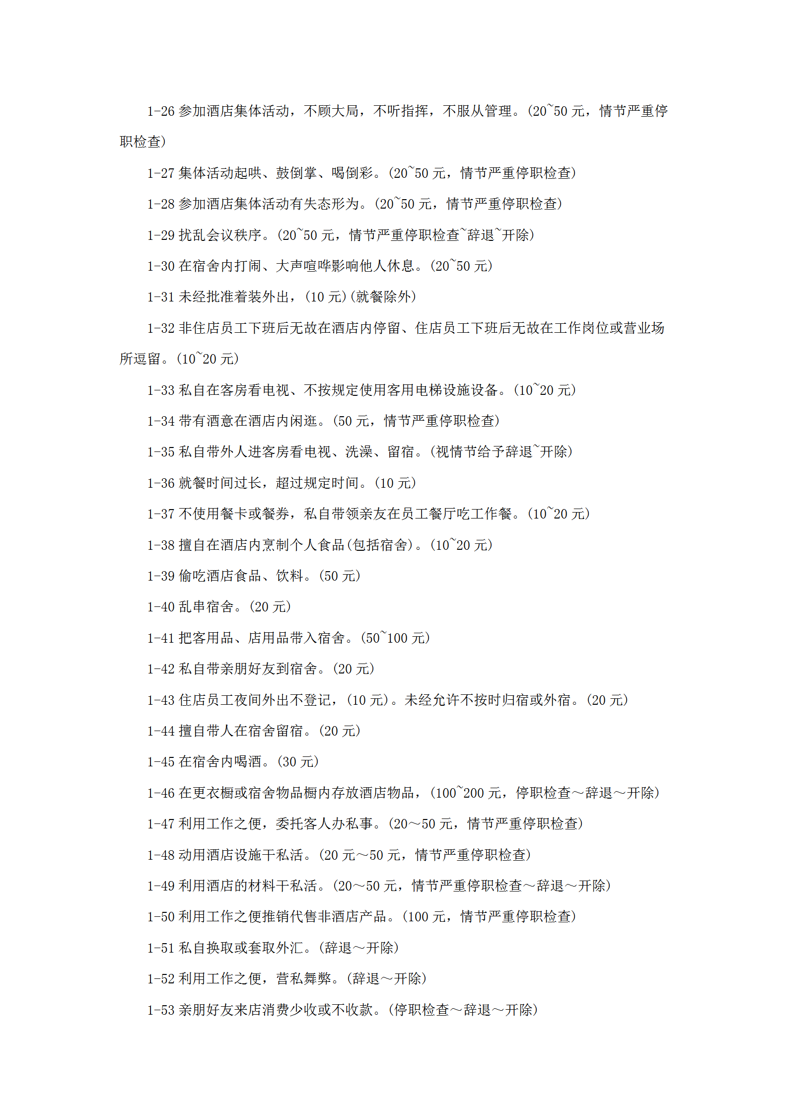酒店違紀處罰條例word模板-1