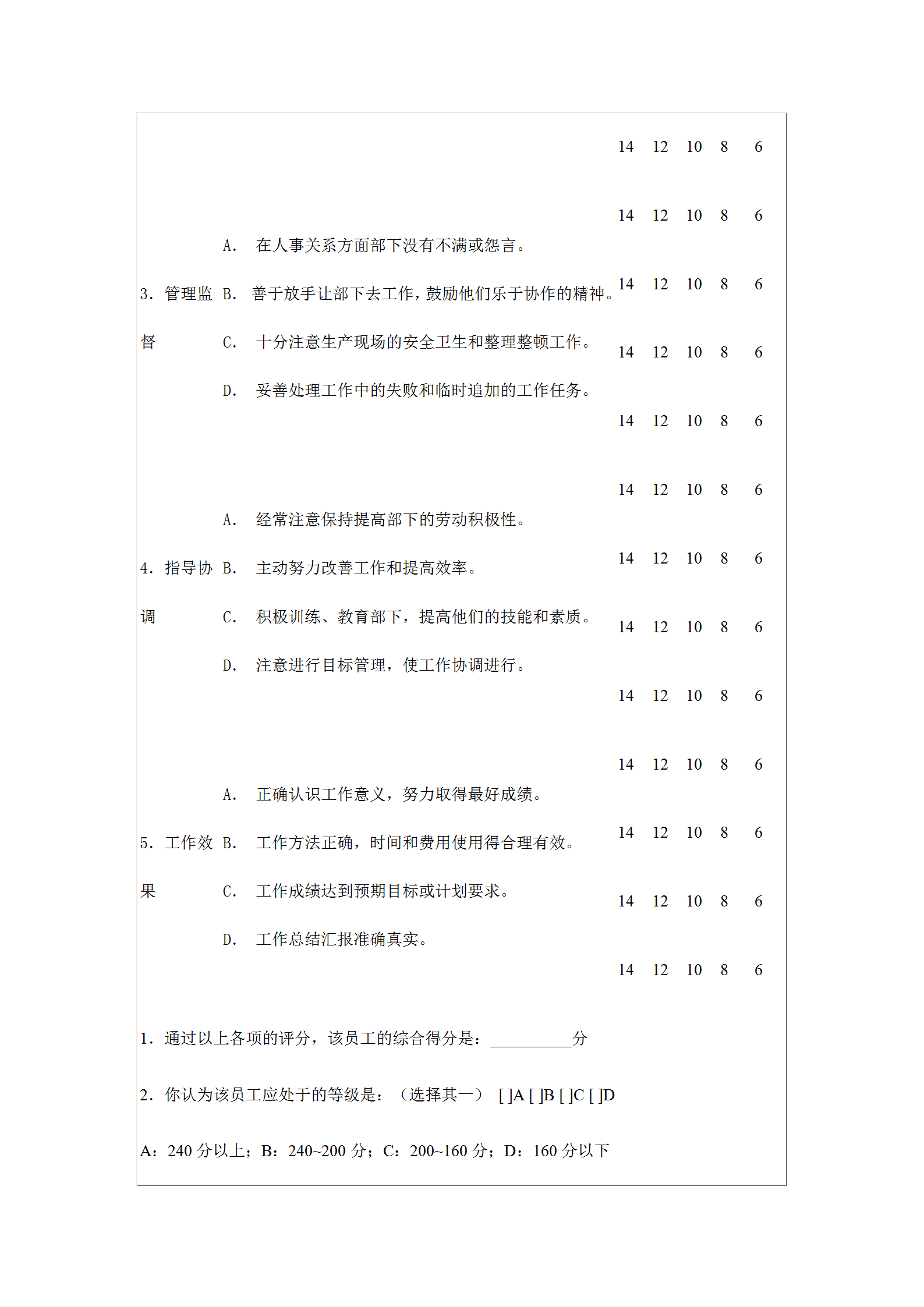 公司部門員工考核表word模板-1