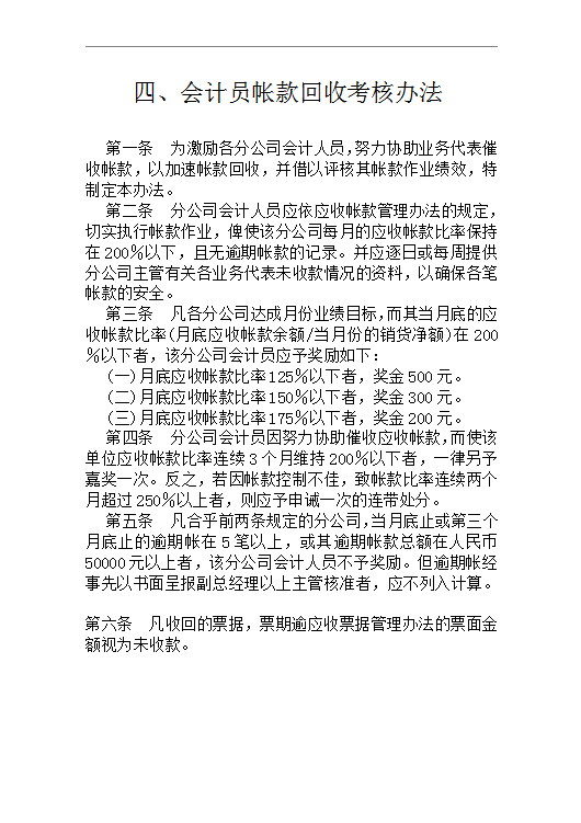 會計員帳款回收考核word模板