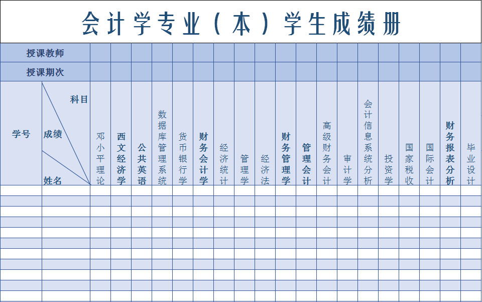 會計學專業（本）學生成績冊-1