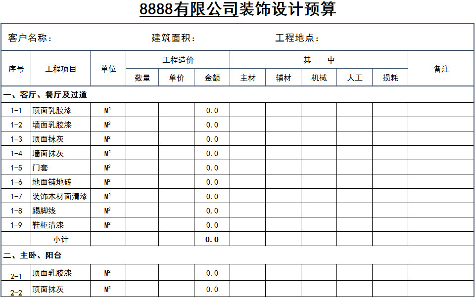 公司裝飾設(shè)計預(yù)算-1