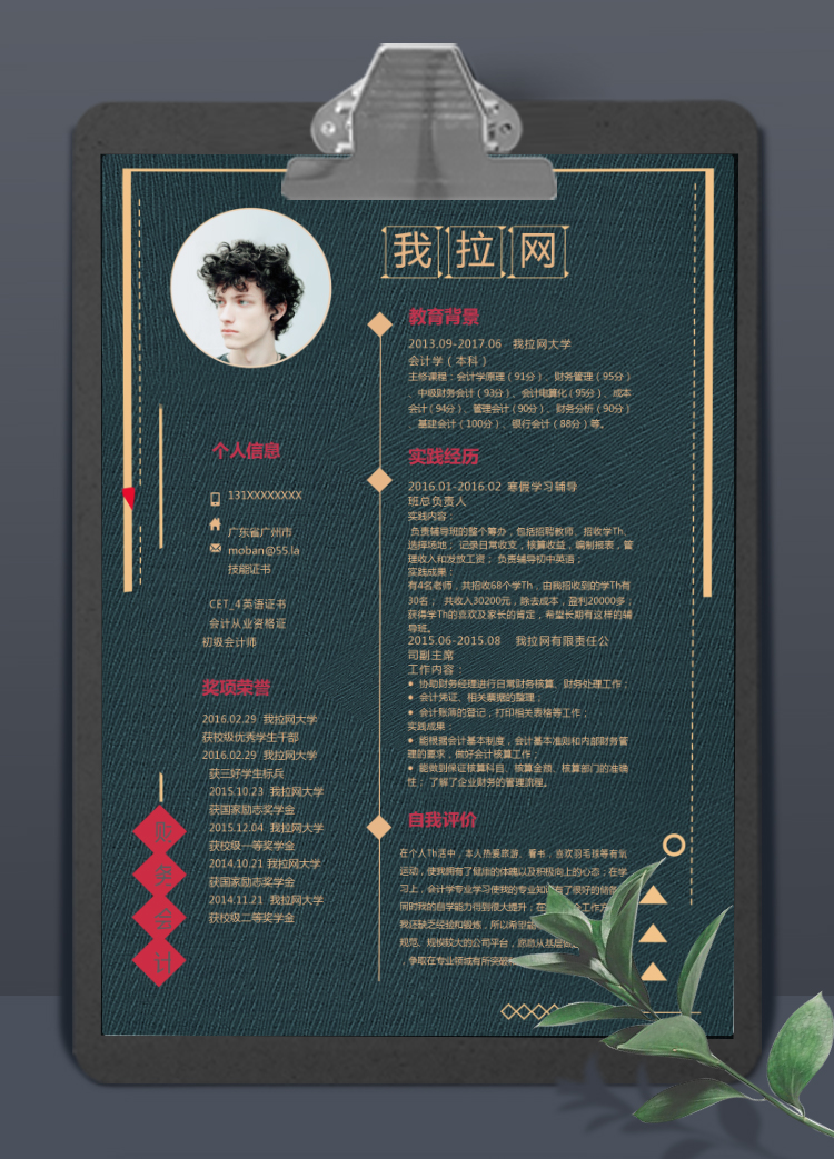 金色高端風(fēng)格財務(wù)會計個人簡歷模板