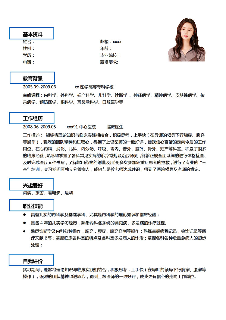 白色系簡約風醫藥專業應屆生簡歷模板-1