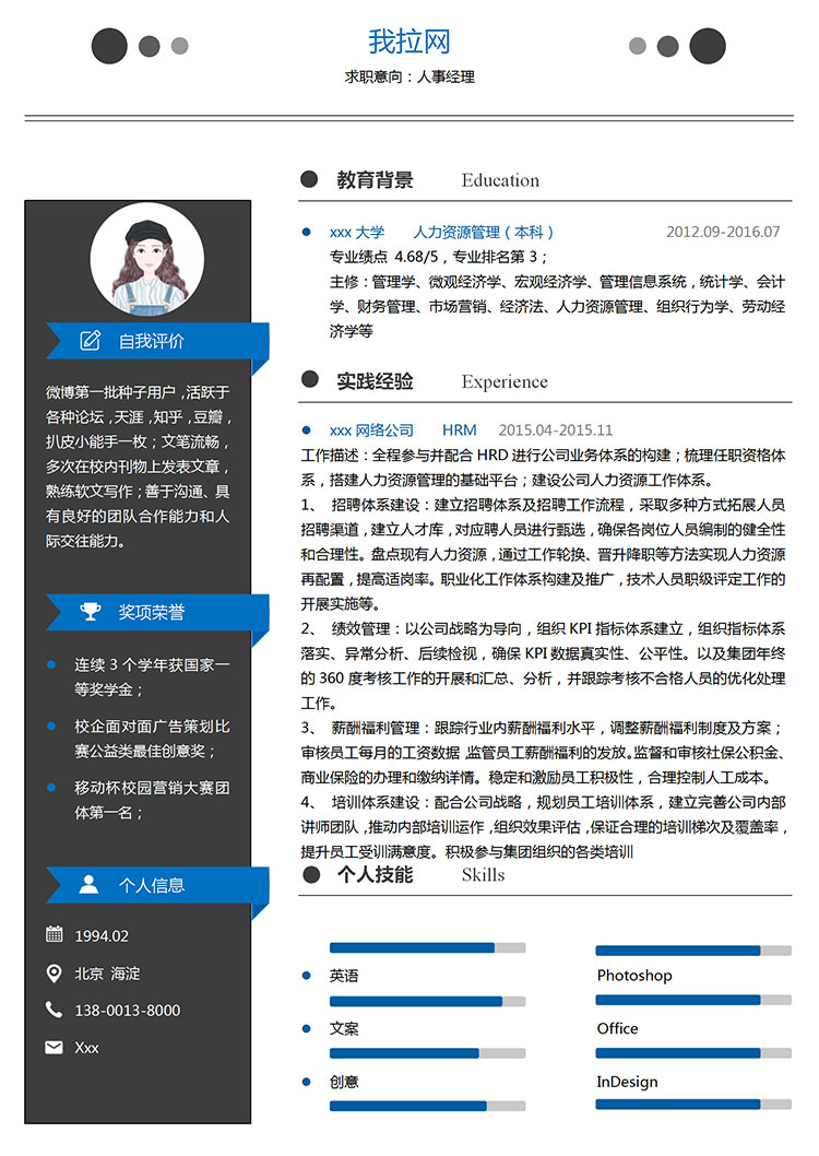 深灰色精致風(fēng)人力資源經(jīng)理簡(jiǎn)歷模板-1