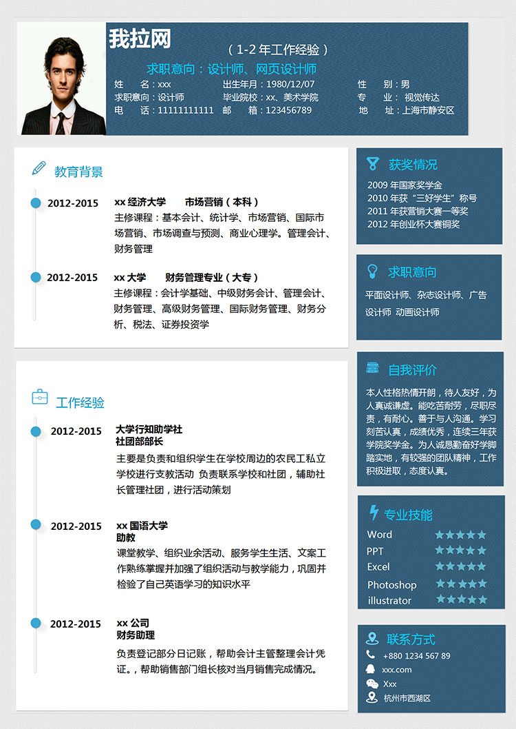 藍(lán)色極簡(jiǎn)風(fēng)格設(shè)計(jì)師個(gè)人簡(jiǎn)歷模板-1