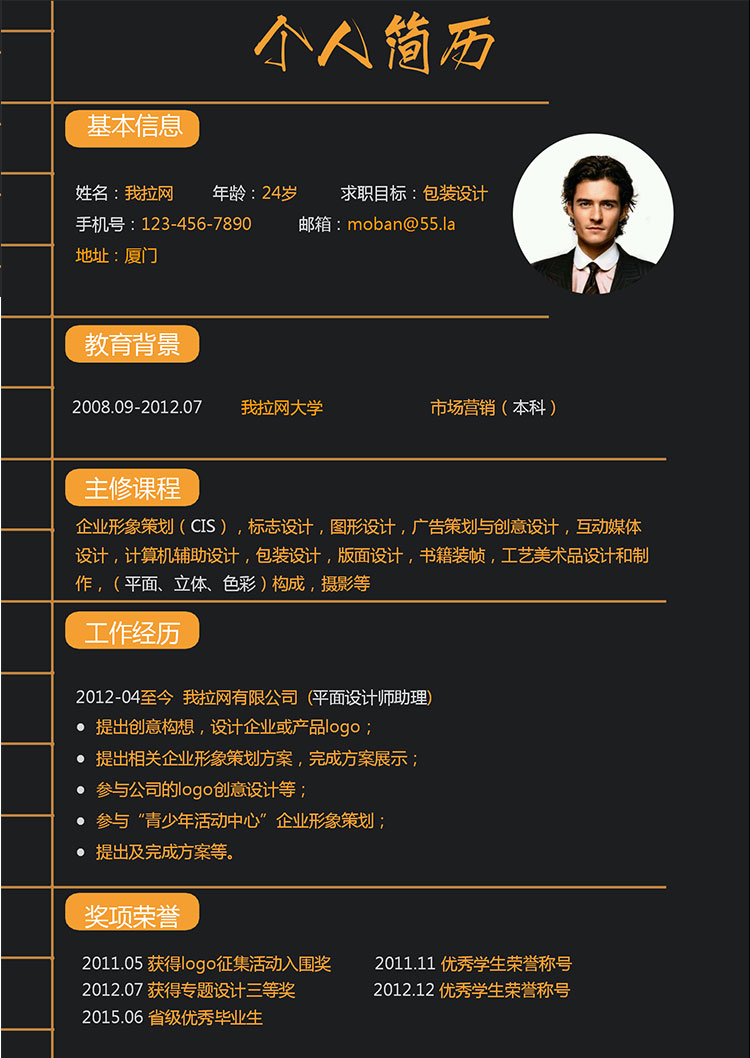 黑色系時尚風包裝設計師個人簡歷模板-1