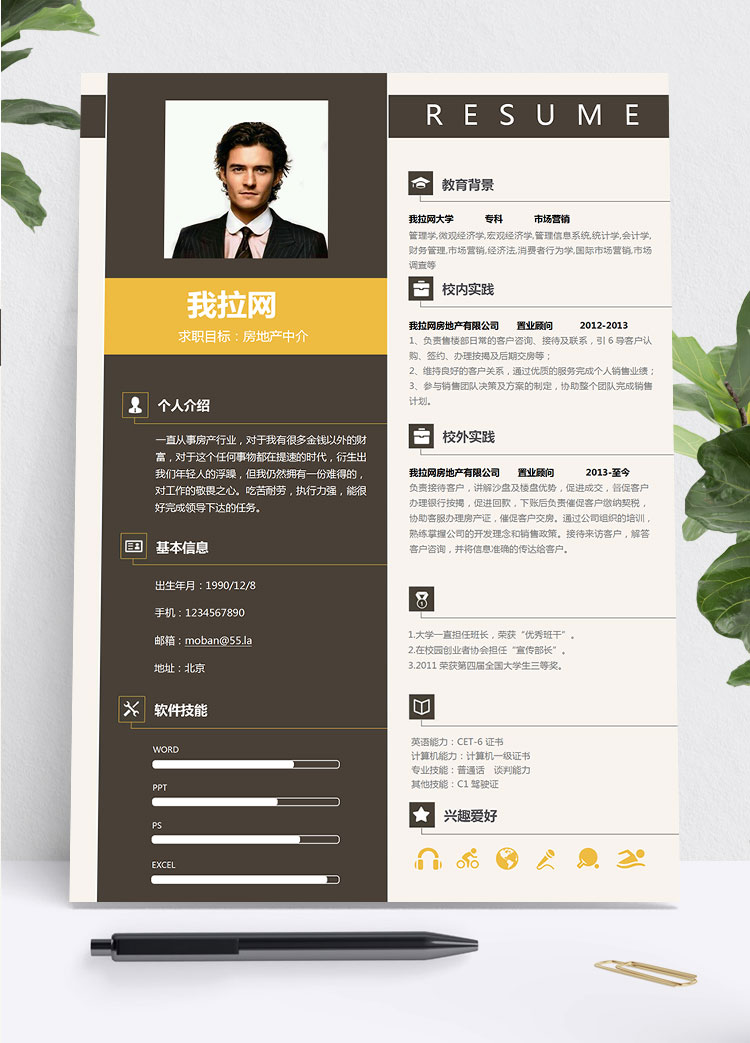 經(jīng)典風格房地產(chǎn)中介簡歷模板