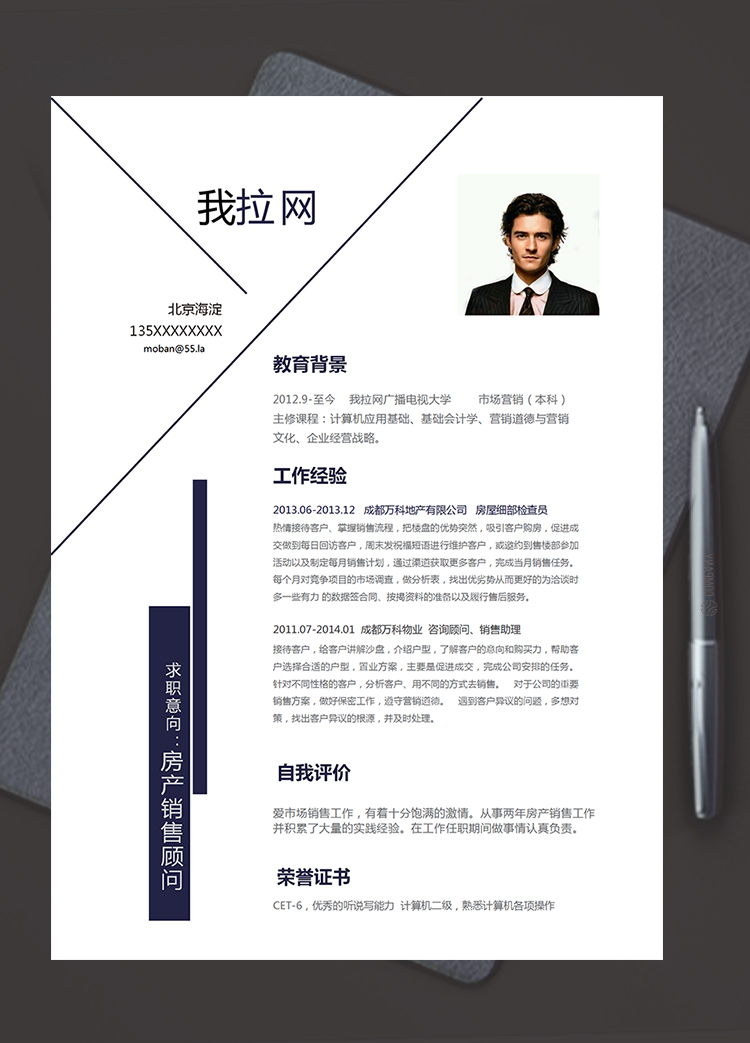 簡(jiǎn)潔大氣美觀房產(chǎn)銷售顧問個(gè)人簡(jiǎn)歷模板