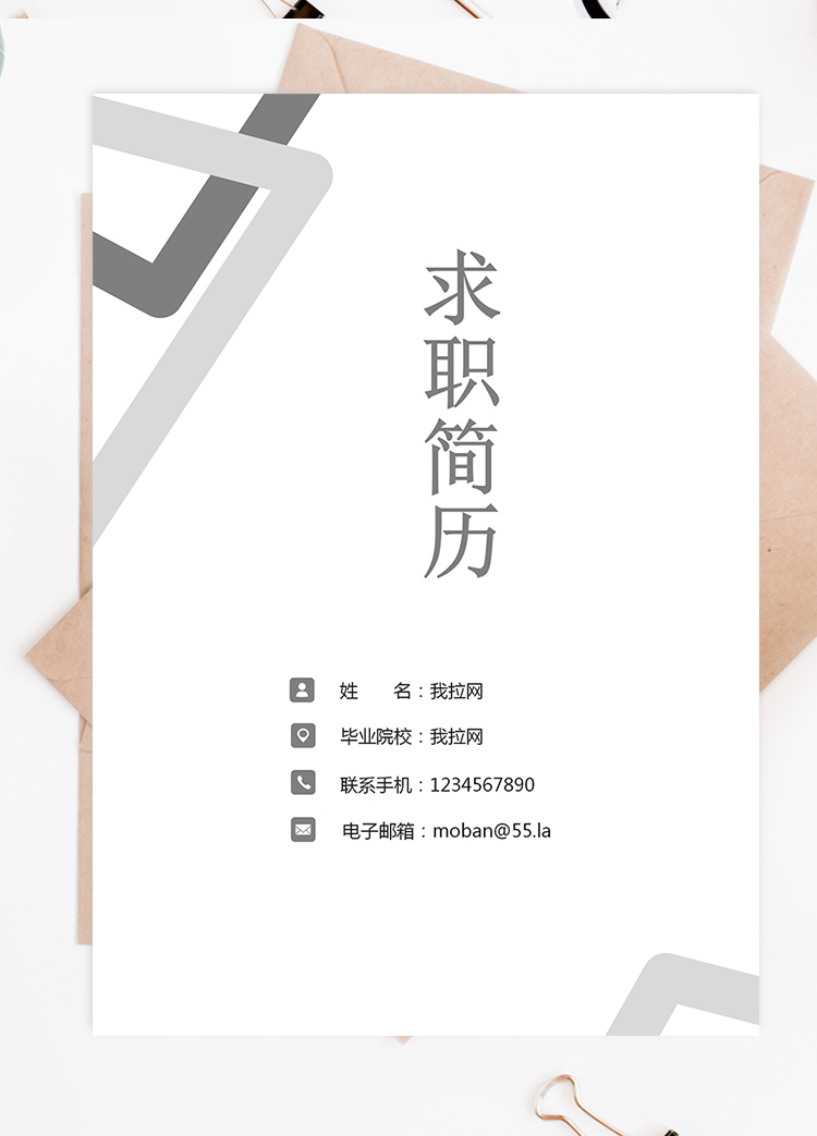 灰色線條簡約成套銷售主管個人簡歷word模板