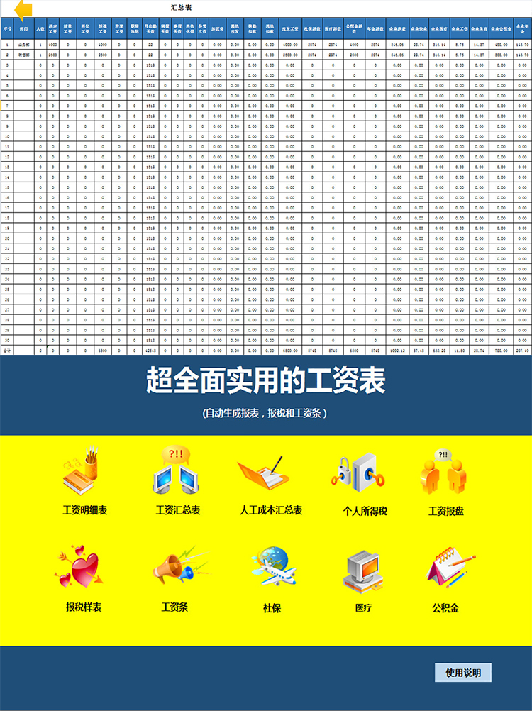 超全面實用的工資表-1
