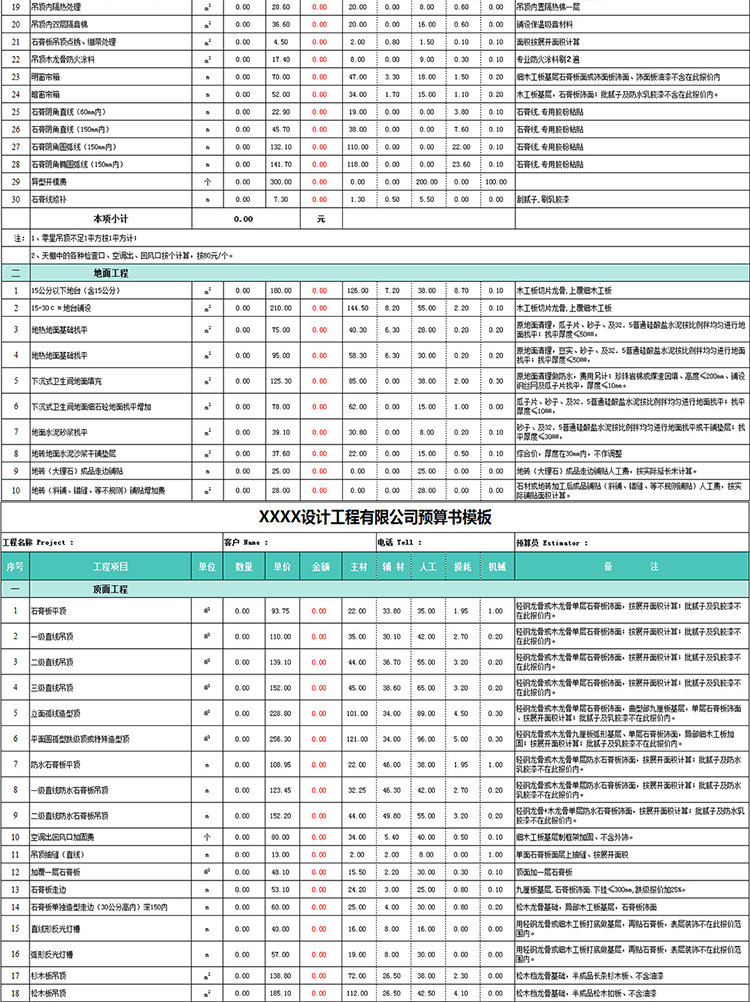 工程公司預算書模板-1