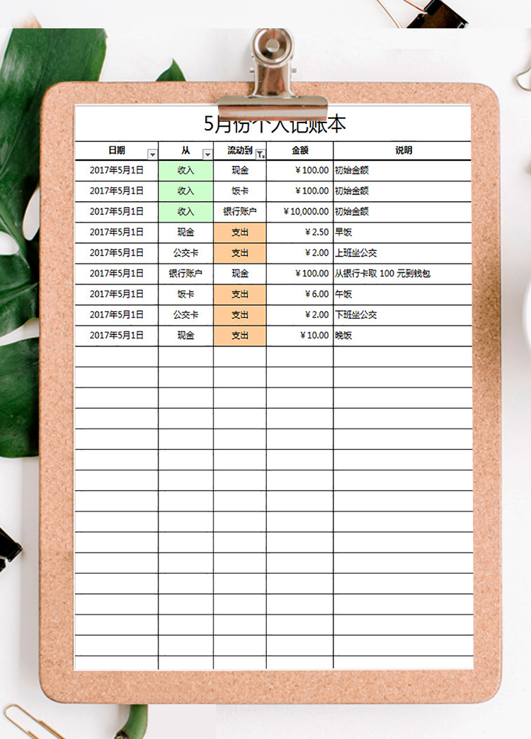 個人收支記賬本-1