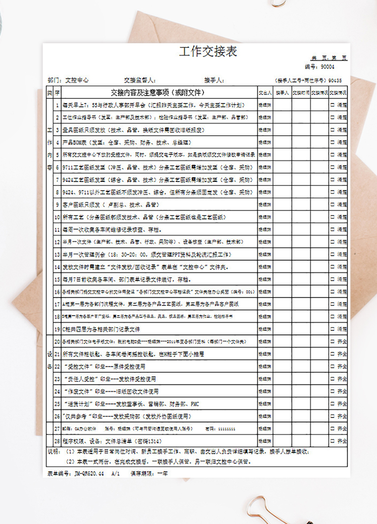 市場開發部工作交接表